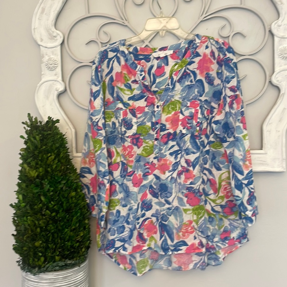 Ecco Bay Colorful Button Up Blouse XL